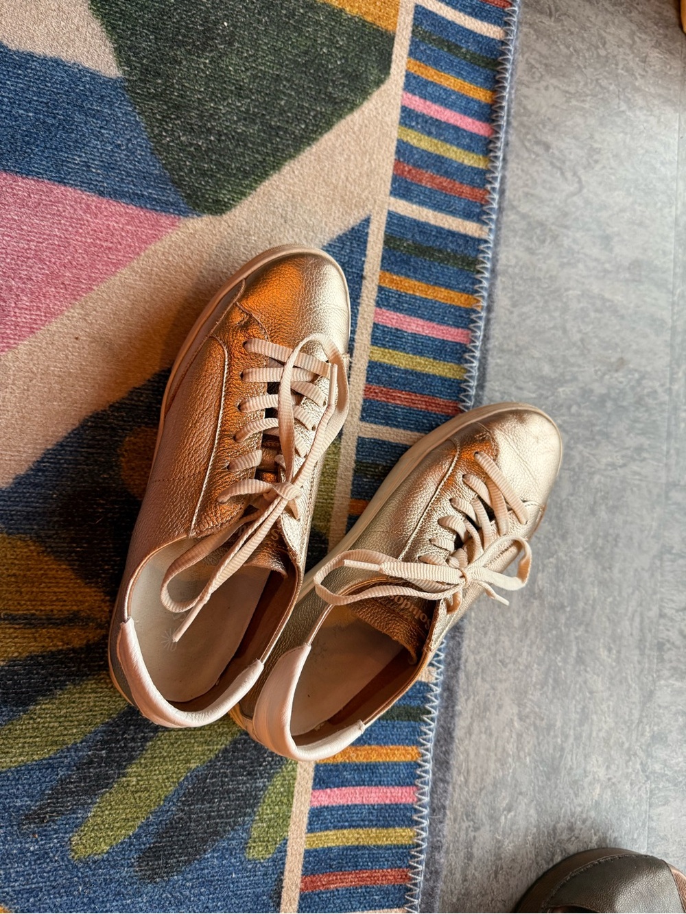 Soludos Metallic Gold Lace-Up Sneakers